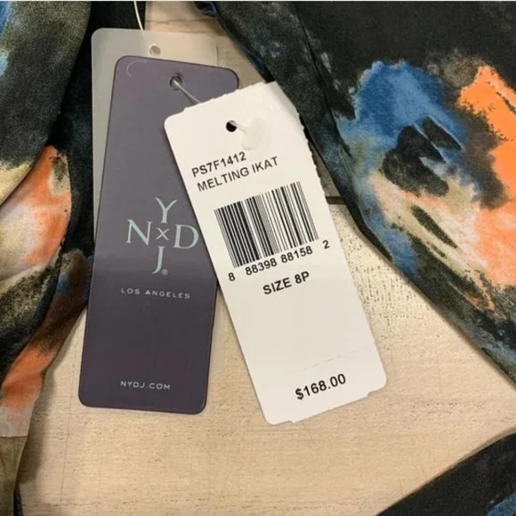 NYDJ navy multi ikat twist front dress 2P 6P 8P 10 - Picture 2 of 8